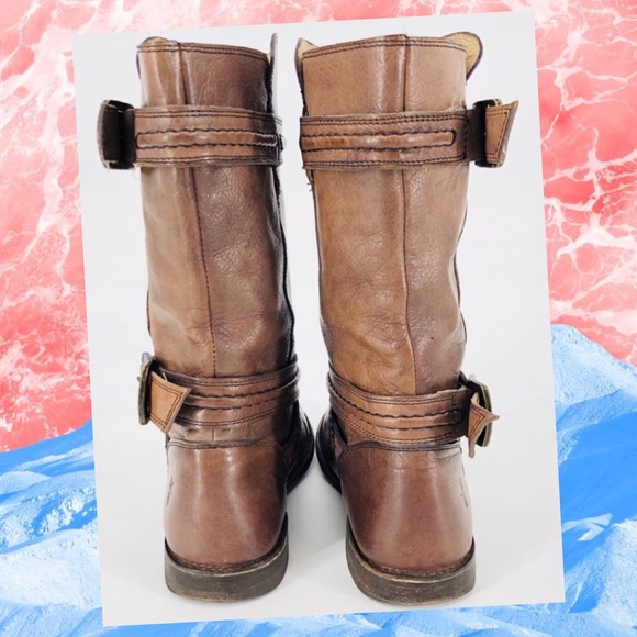 FRYE Paige Trapunto Leather Buckle Boot in Smoke - Picture 5 of 13